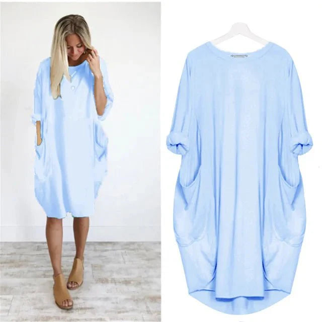 Pocket Midi Dress – Women's Casual Dress | Elara