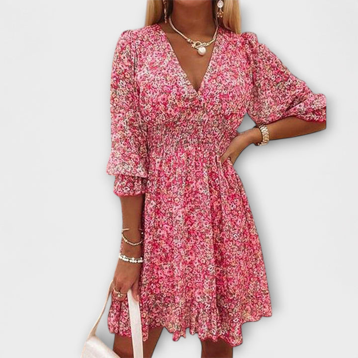 Floral Smocked Mini Dress – Women's Casual Dress | Elara