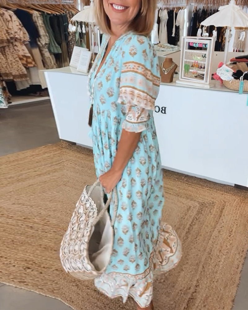 Boho Tassel Midi Dress – Women's Casual Dress | Sienna