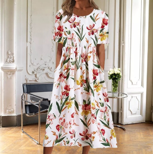 Floral Smocked Maxi Dress – Women's Casual Summer Dress | Esmeralda