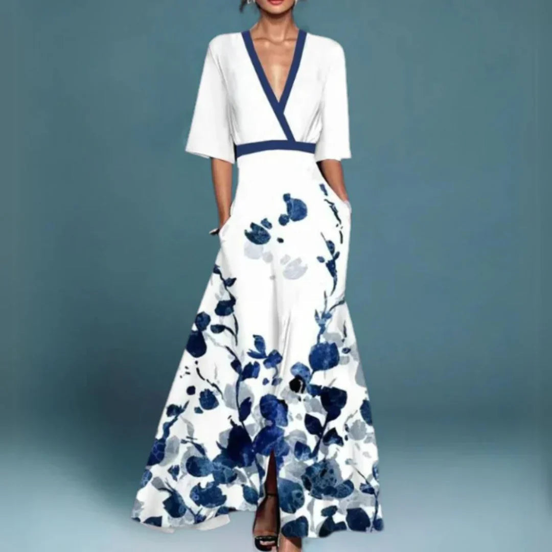 Floral V-Neck Maxi Dress – Women's Evening Dress | Lila