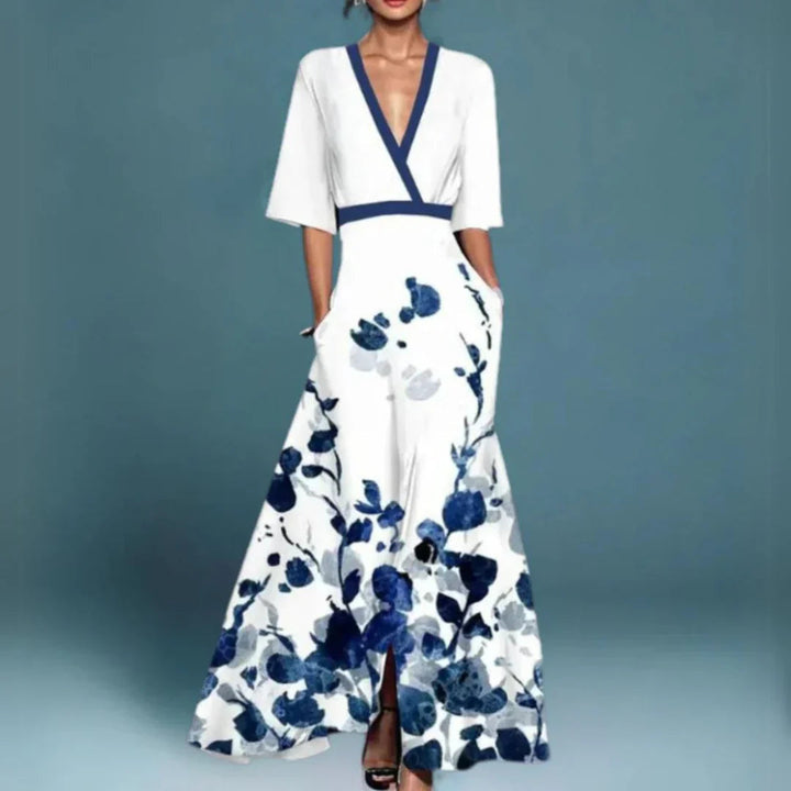 Floral V-Neck Maxi Dress – Women's Evening Dress | Lila