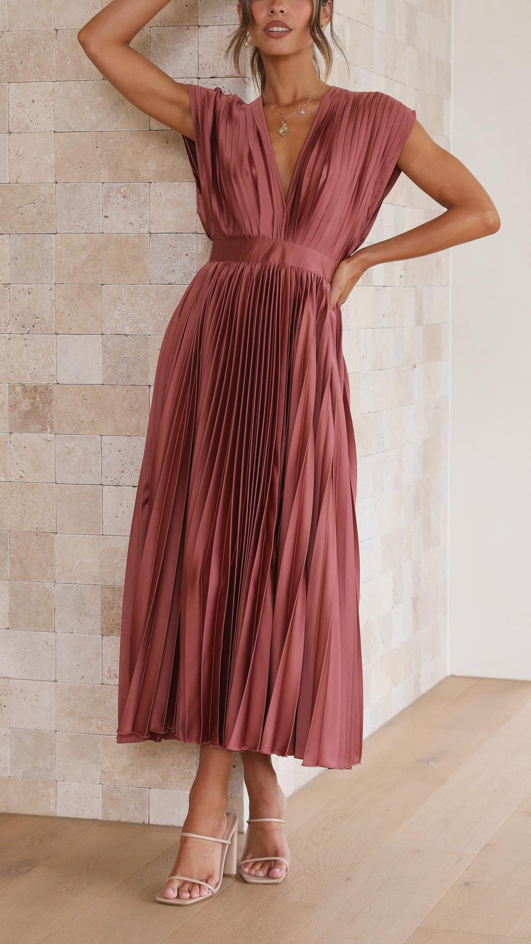 Tie Front Pleated Midi Dress – Women's Casual Summer Dress | Juliette
