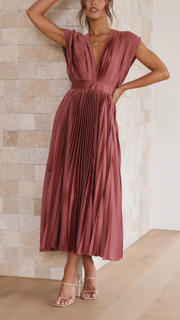 Tie Front Pleated Midi Dress – Women's Casual Summer Dress | Juliette