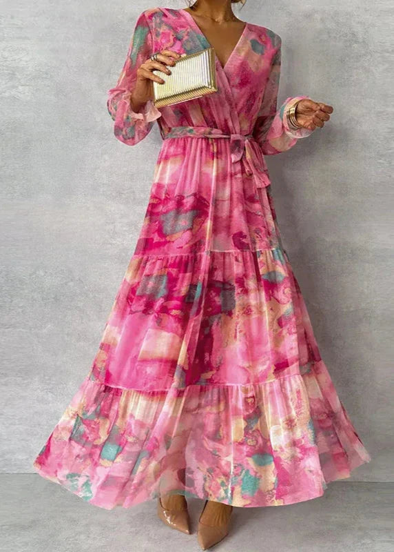Floral Chiffon Maxi Dress – Women's Elegant Dress | Isabel