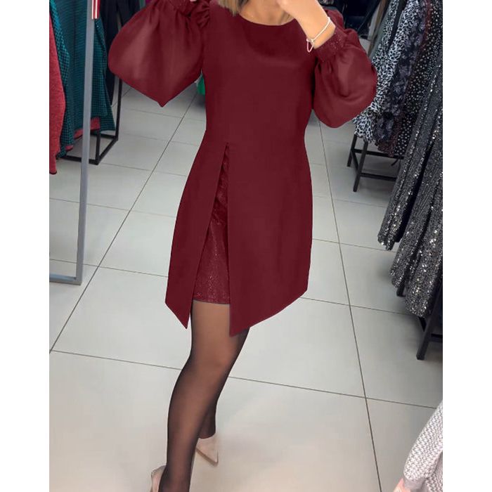 Puff Sleeve Midi Dress – Women's Elegant Dress | Ariana