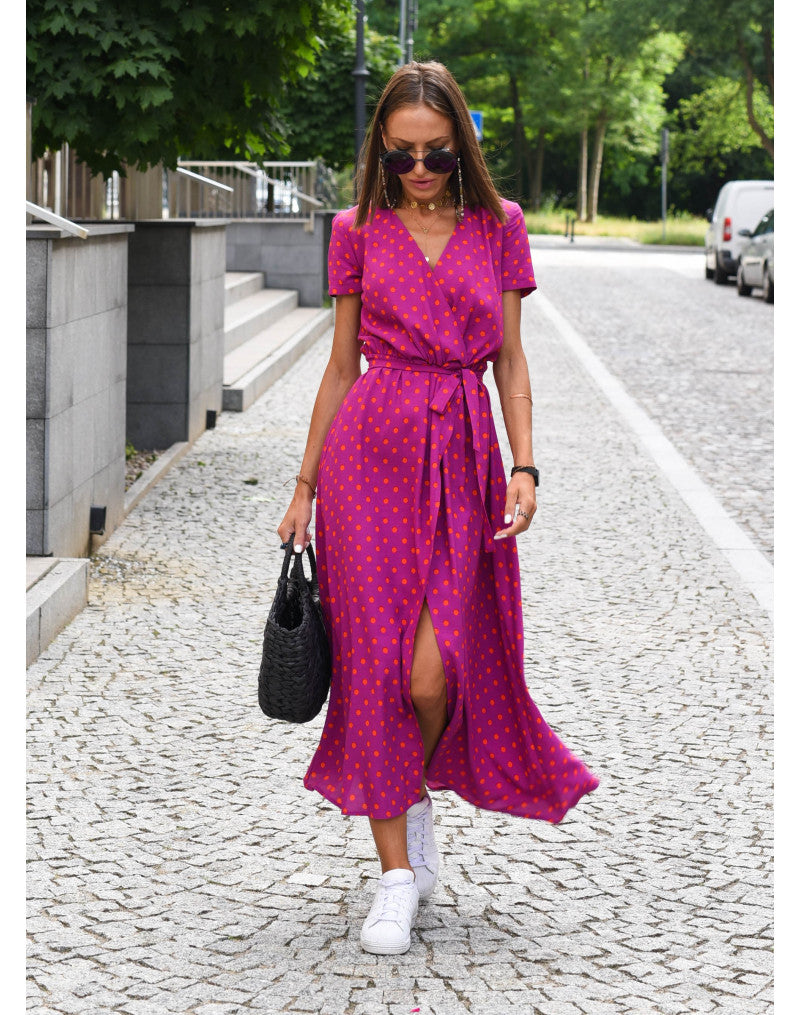 Floral Wrap Side Slit Midi Dress – Women's Summer Dress | Emilia