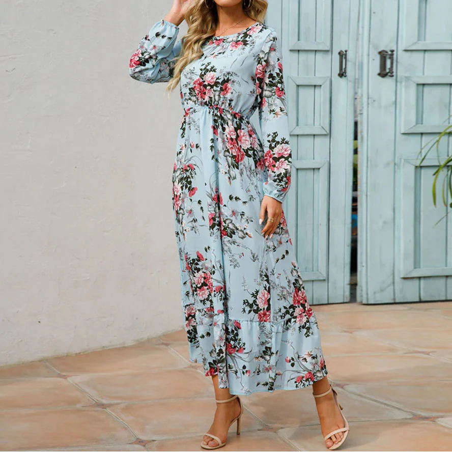 Floral Smocked Maxi Dress – Women's Casual Dress | Elara