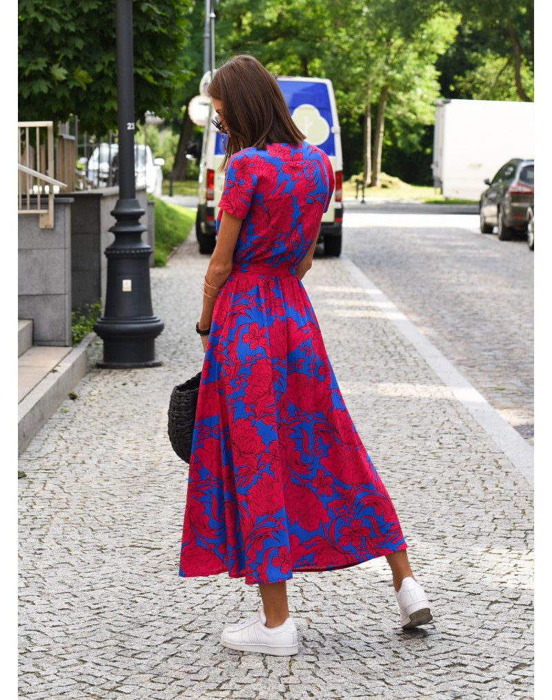 Floral Wrap Side Slit Midi Dress – Women's Summer Dress | Emilia