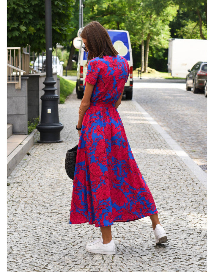 Floral Wrap Side Slit Midi Dress – Women's Summer Dress | Emilia