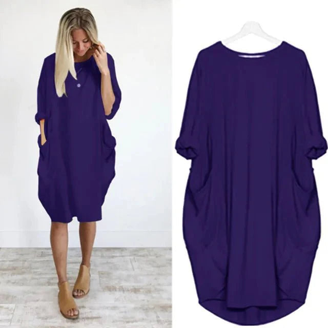 Pocket Midi Dress – Women's Casual Dress | Elara