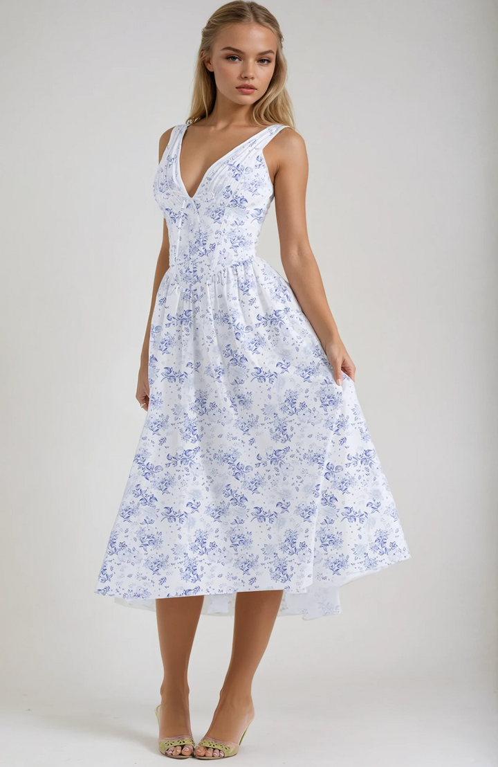 Sleeveless A-Line Midi Dress – Women's Elegant Dress | Clara