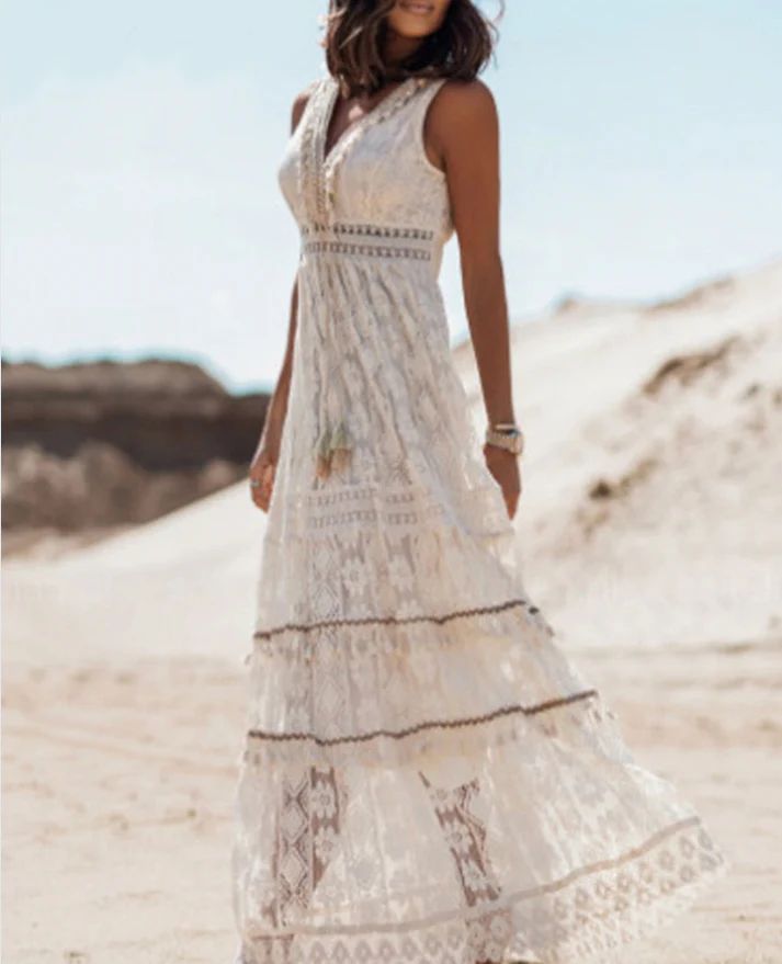 Boho Crochet Maxi Dress – Women's Summer Dress | Fiona