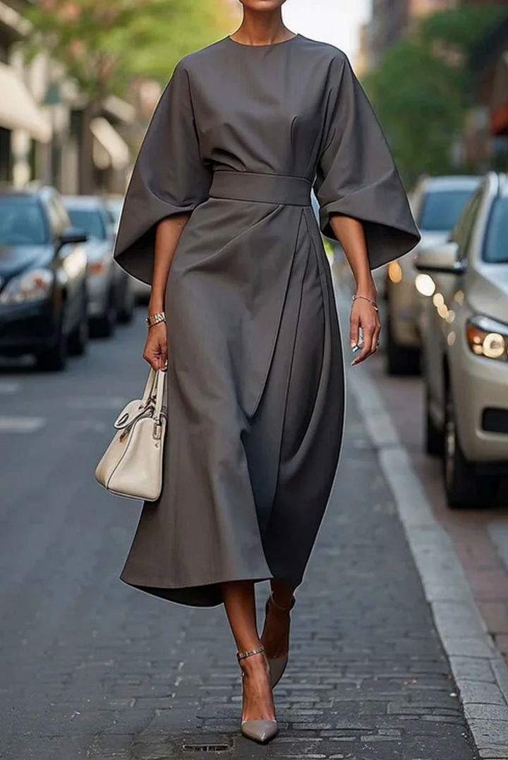 Lantern Sleeve Midi Dress – Women's Elegant Dress | Celia