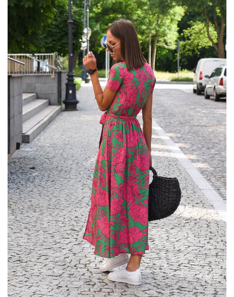Floral Wrap Side Slit Midi Dress – Women's Summer Dress | Emilia