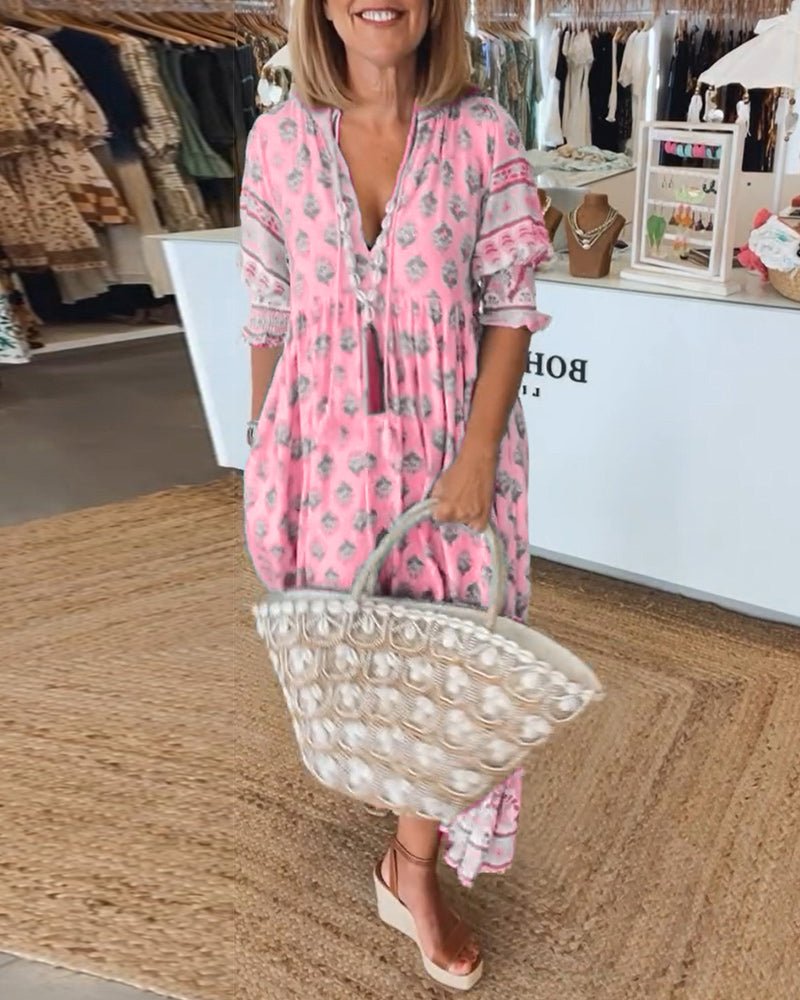 Boho Tassel Midi Dress – Women's Casual Dress | Sienna