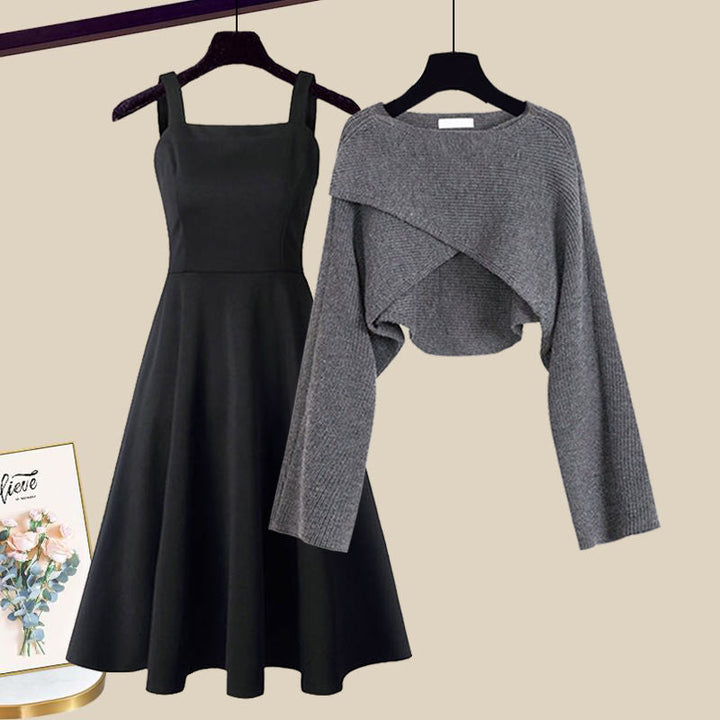 Knit Cardigan Midi Dress Set – Women's Casual Set | Marina