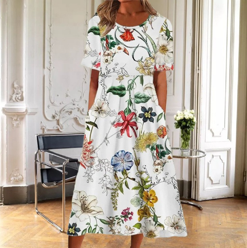 Floral Smocked Maxi Dress – Women's Casual Summer Dress | Esmeralda