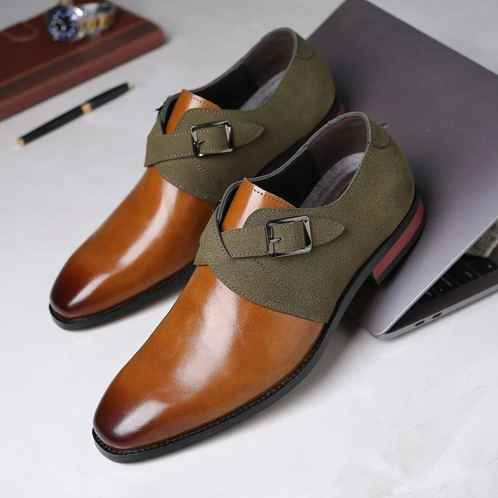 Leather & Suede Loafers – Men's Double Buckle Dress Shoes | Verano