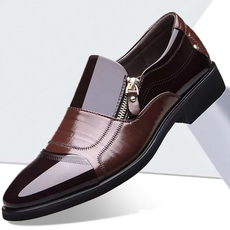 Savonti Men's Leather Side-Zip Shoes