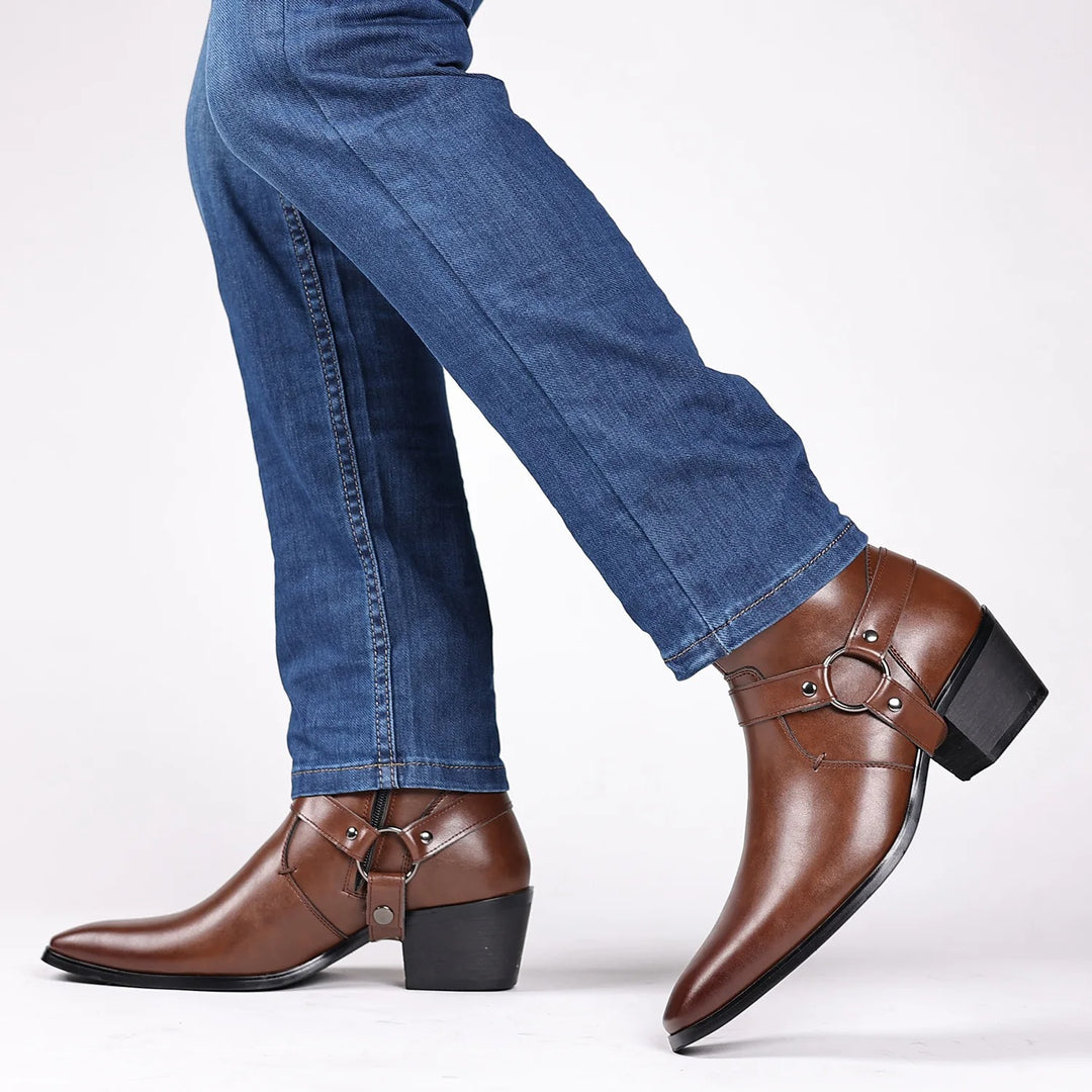 Savonti Men's Leather Harness Boots