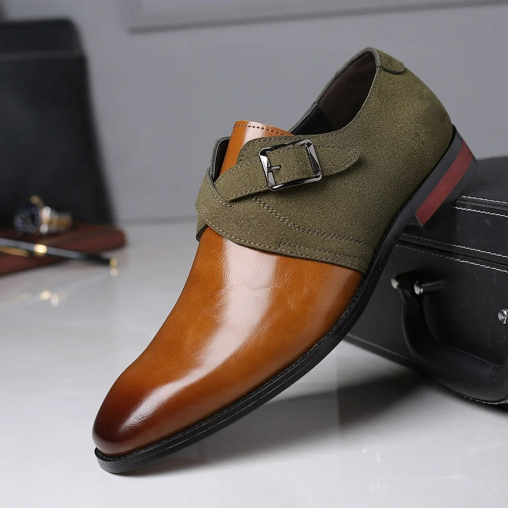 Leather & Suede Loafers – Men's Double Buckle Dress Shoes | Verano