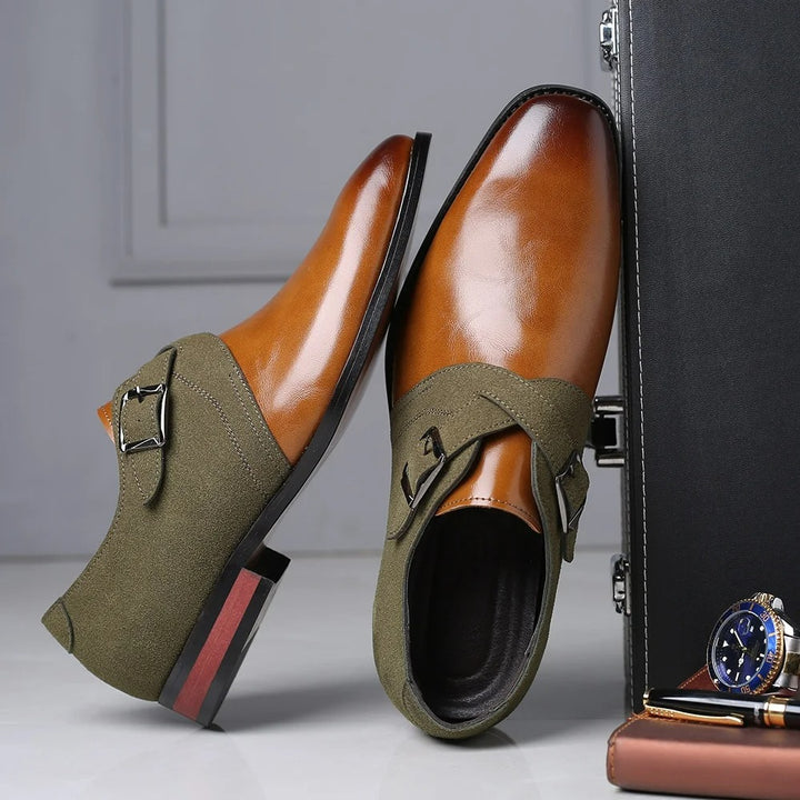 Leather & Suede Loafers – Men's Double Buckle Dress Shoes | Verano