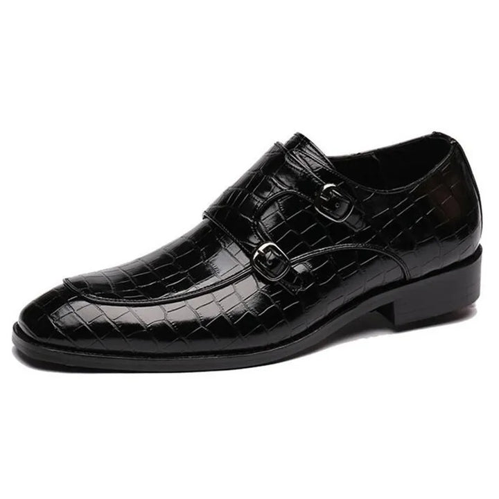 Savonti Men's Leather Monk Strap Dress Shoes