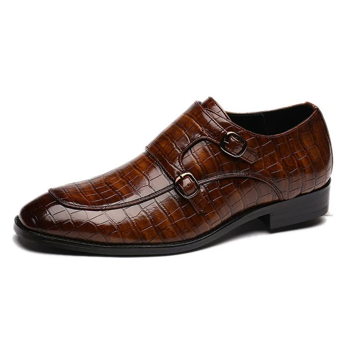 Savonti Men's Leather Monk Strap Dress Shoes