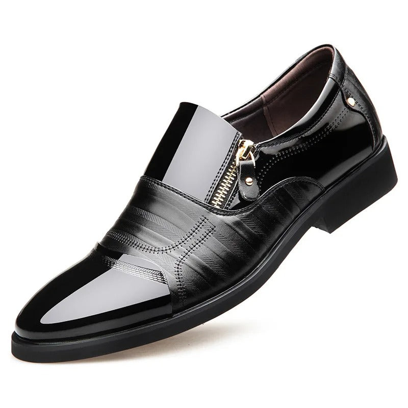 Savonti Men's Leather Side-Zip Shoes