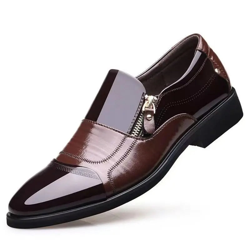 Savonti Men's Leather Side-Zip Shoes